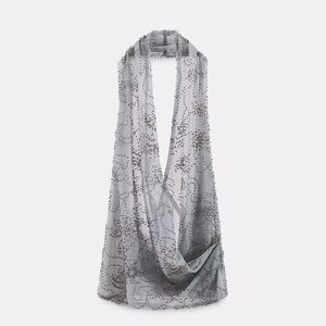 Zara Chic Gray Beaded Wrap NWT